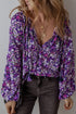 Bohemian Floral Print Tassel Tie Bubble Sleeve Blouse
