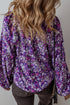 Bohemian Floral Print Tassel Tie Bubble Sleeve Blouse