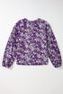 Bohemian Floral Print Tassel Tie Bubble Sleeve Blouse