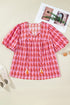 Bohemian Floral Print Tassel Tie Puff Sleeve Cotton Blouse