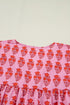 Bohemian Floral Print Tassel Tie Puff Sleeve Cotton Blouse