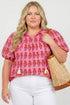 Bohemian Floral Print Tassel Tie Puff Sleeve Cotton Blouse