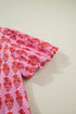 Bohemian Floral Print Tassel Tie Puff Sleeve Cotton Blouse