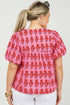 Bohemian Floral Print Tassel Tie Puff Sleeve Cotton Blouse