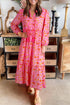 Bohemian Floral Print Tassel Tied Long Sleeve Maxi Dress
