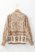 Bohemian Floral Print Tie Neck Lantern Sleeve Blouse