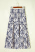 Bohemian Floral Print Tiered Split Maxi Skirt