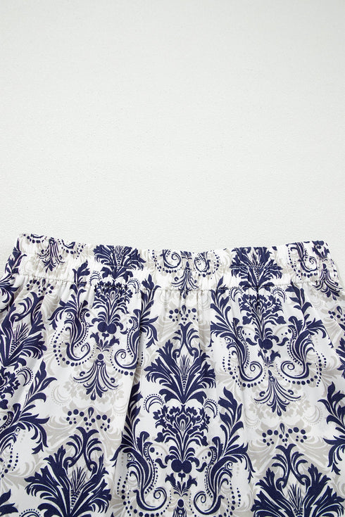 Bohemian Floral Print Tiered Split Maxi Skirt