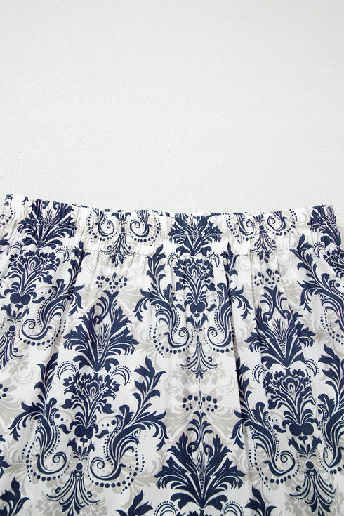 Bohemian Floral Print Tiered Split Maxi Skirt
