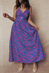 Bohemian Floral Print Twisted V Neck Backless Maxi Dress