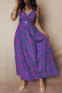 Bohemian Floral Print Twisted V Neck Backless Maxi Dress