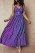 Bohemian Floral Print Twisted V Neck Backless Maxi Dress