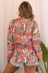 Bohemian Floral Print V Neck Long Sleeve Blouse