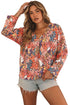 Bohemian Floral Print V Neck Long Sleeve Blouse