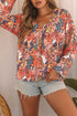 Bohemian Floral Print V Neck Long Sleeve Blouse