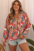 Bohemian Floral Print V Neck Long Sleeve Blouse