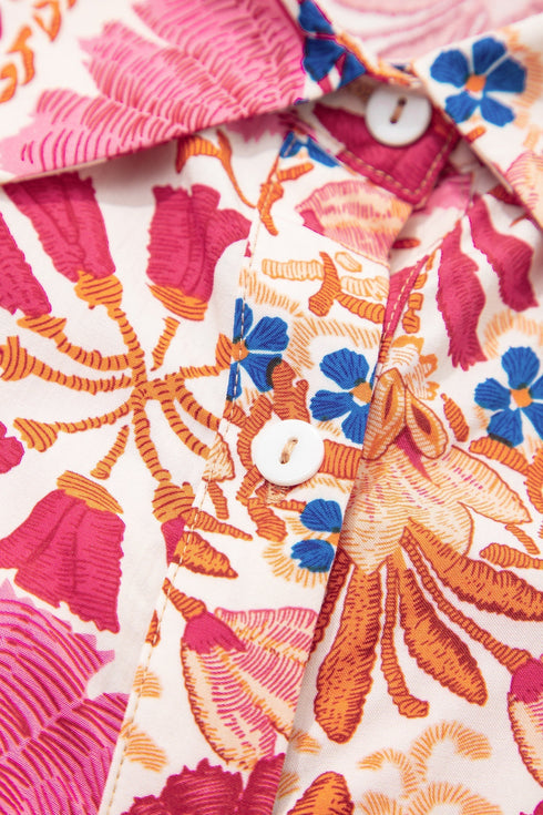 Bohemian Floral Print V Neck Long Sleeve Mini Dress