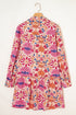 Bohemian Floral Print V Neck Long Sleeve Mini Dress