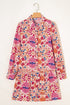 Bohemian Floral Print V Neck Long Sleeve Mini Dress