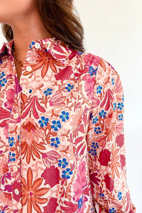 Bohemian Floral Print V Neck Long Sleeve Mini Dress