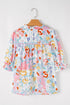 Bohemian Floral Print V Neck Puff Sleeve Woven Blouse