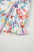 Bohemian Floral Print V Neck Puff Sleeve Woven Blouse
