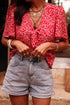 Bohemian Floral Printed V Neck Half Sleeve Knotted Blouse Top