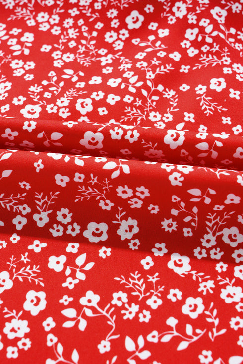 Bohemian Floral Printed V Neck Half Sleeve Knotted Blouse Top