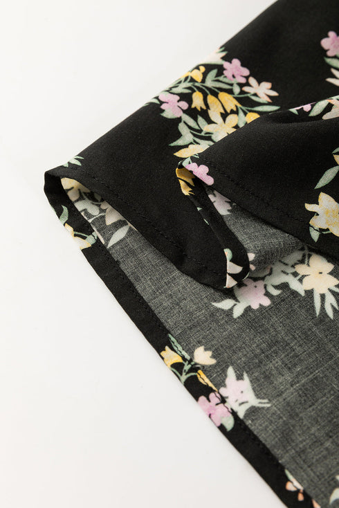 Bohemian Floral Smocked Bodice A Line Maxi Dress