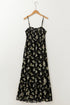 Bohemian Floral Smocked Bodice A Line Maxi Dress