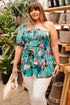 Bohemian Floral Smocked Bodice Puff Sleeve Babydoll Blouse