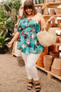 Bohemian Floral Smocked Bodice Puff Sleeve Babydoll Blouse