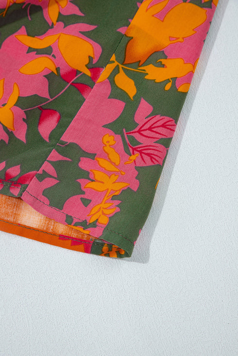 Bohemian Floral Smocked Bodice Voluminous Sleeve Tiered Maxi Dress