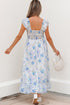 Bohemian Floral Smocked High Waist Sleeveless Ruffle Maxi Dress
