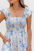 Bohemian Floral Smocked High Waist Sleeveless Ruffle Maxi Dress