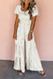 Bohemian Floral Smocked Puff Sleeve Wide Leg Jumpsuit