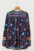 Bohemian Floral Tassel Tie Front Long Sleeve Blouse