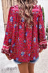 Bohemian Floral Tassel Tie Front Long Sleeve Blouse