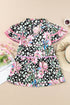 Bohemian Floral Tiered Short Sleeve Rick Rack Blouse