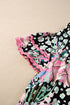 Bohemian Floral Tiered Short Sleeve Rick Rack Blouse