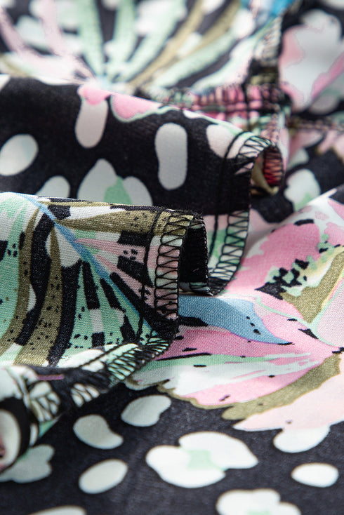 Bohemian Floral Tiered Short Sleeve Rick Rack Blouse