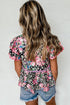 Bohemian Floral Tiered Short Sleeve Rick Rack Blouse