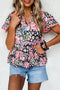 Bohemian Floral Tiered Short Sleeve Rick Rack Blouse