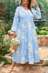 Bohemian Floral V Neck Tiered Plus Size Maxi Dress
