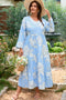 Bohemian Floral V Neck Tiered Plus Size Maxi Dress