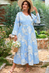 Bohemian Floral V Neck Tiered Plus Size Maxi Dress