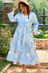Bohemian Floral V Neck Tiered Plus Size Maxi Dress