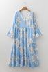 Bohemian Floral V Neck Tiered Plus Size Maxi Dress