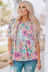 Bohemian Flower Print Flowy Short Sleeve Top