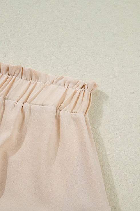 Bohemian Frilled Elastic Waist Lace Trim Ruffled Shorts